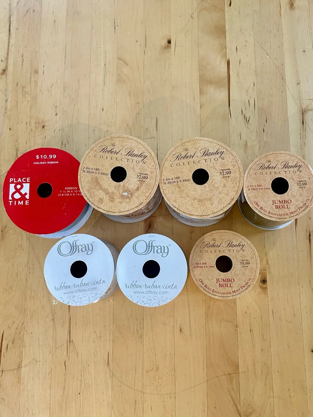 Premium Destash of Ribbon 7 Pc Lot Hobby Lobby Offray Place & Time